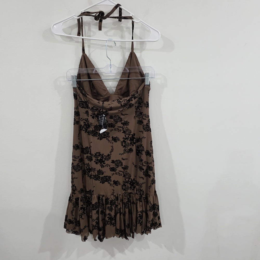 Delias Womens Halter Mesh Floral Dress Size Large Brown Fairy Grunge - Picture 4 of 8